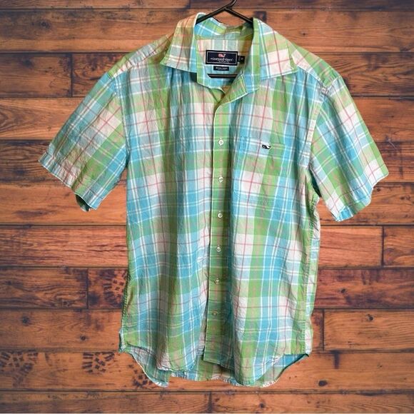 5 for $25🔥Medium Vineyard Vines by Shep & Ian Whale Shirt Plaid Cotton Shirt - Picture 1 of 5